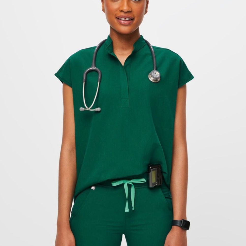 SOLD FIGS Limited Edition Hunter Green Rafaela Top